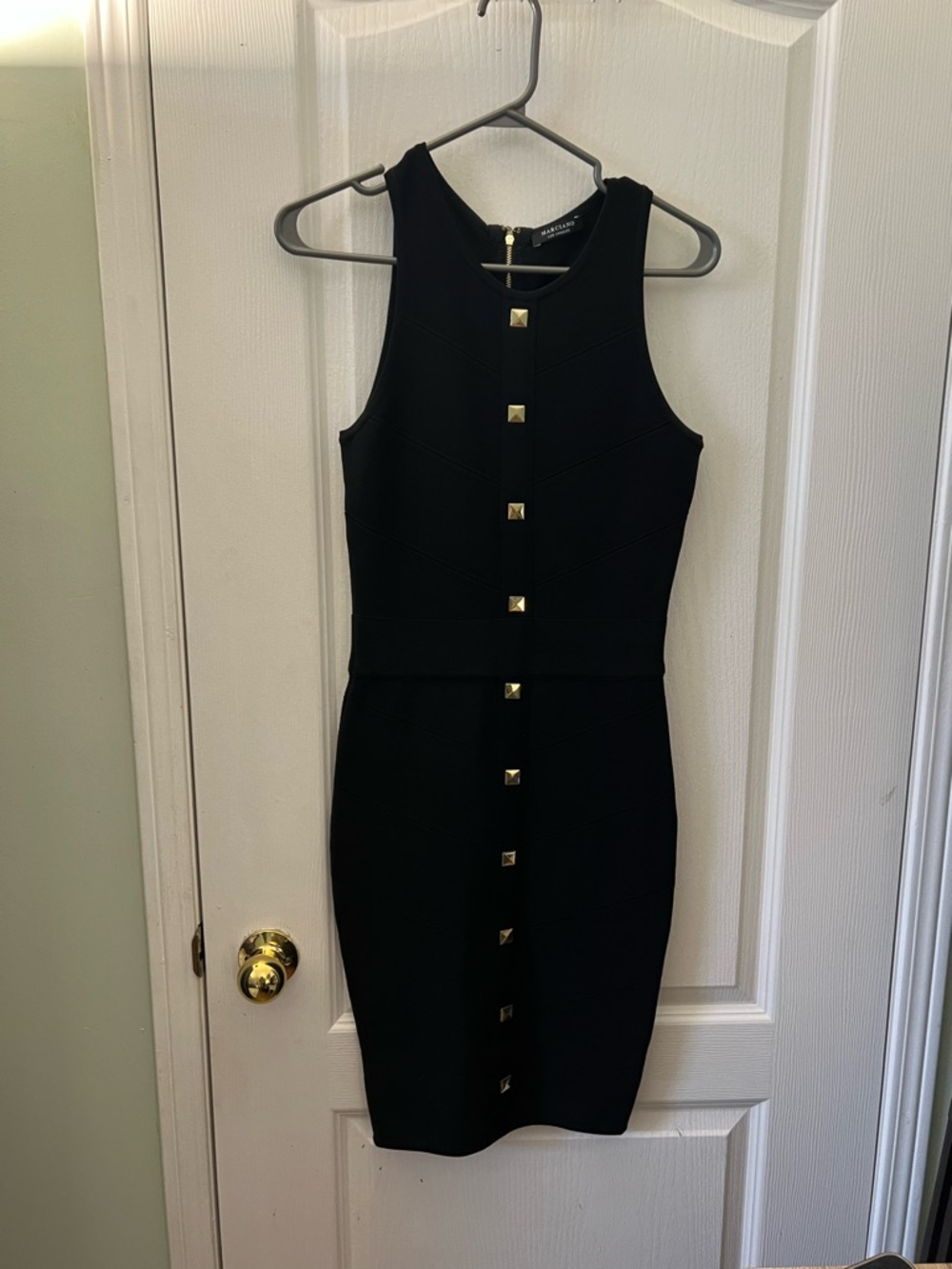 Guess by Marciano Black Stud-Front Bodycon Mini Dress - Picture 1 of 4